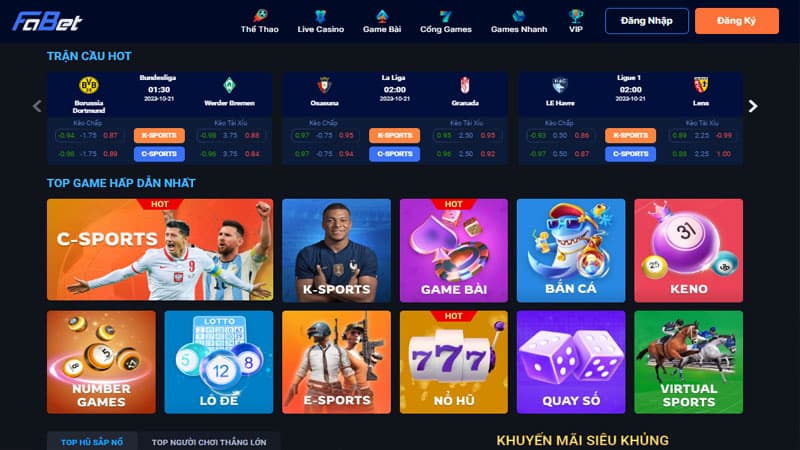 Đa dạng sản phẩm cá cược tại nhà cái Fabet